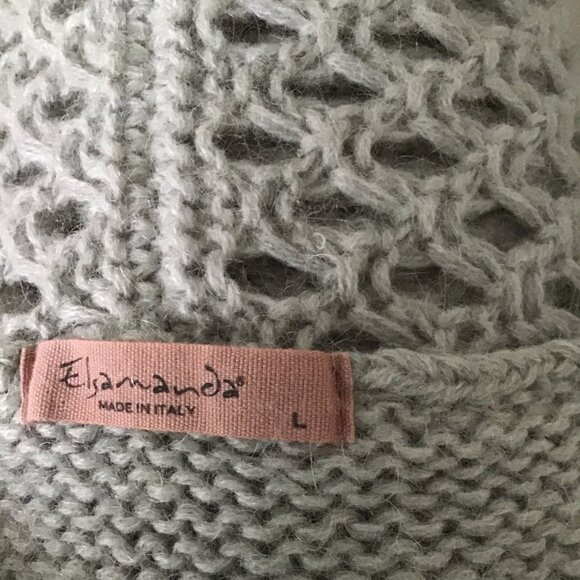 Elsamanda Italy Drape Open Front Cardigan Sweater Size Large Grey Mohair Wool - Picture 6 of 7